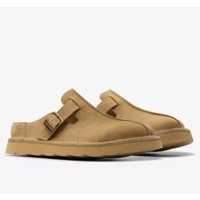 CLARKS ZUECO SOLSBURY MULE DARK SAND SUEDE