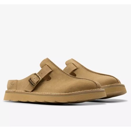 CLARKS ZUECO SOLSBURY MULE DARK SAND SUEDE