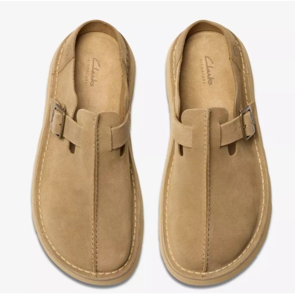CLARKS ZUECO SOLSBURY MULE DARK SAND SUEDE