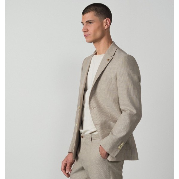 ETIEM AMERICANA SLIM FIT RAYITAS LINO/ALGODÓN