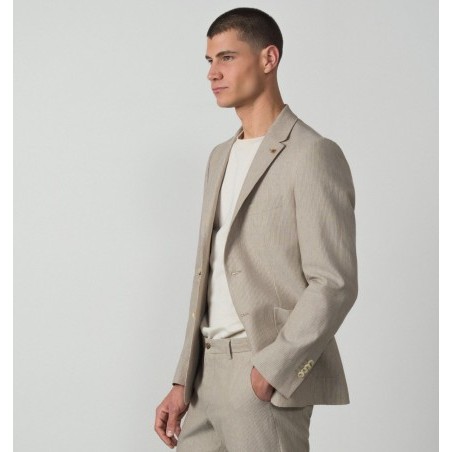 ETIEM AMERICANA SLIM FIT RAYITAS LINO/ALGODÓN