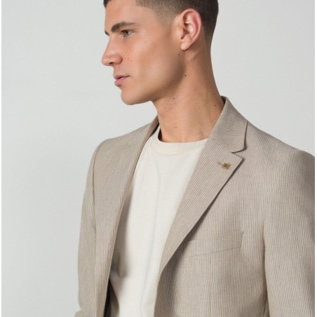 ETIEM AMERICANA SLIM FIT RAYITAS LINO/ALGODÓN