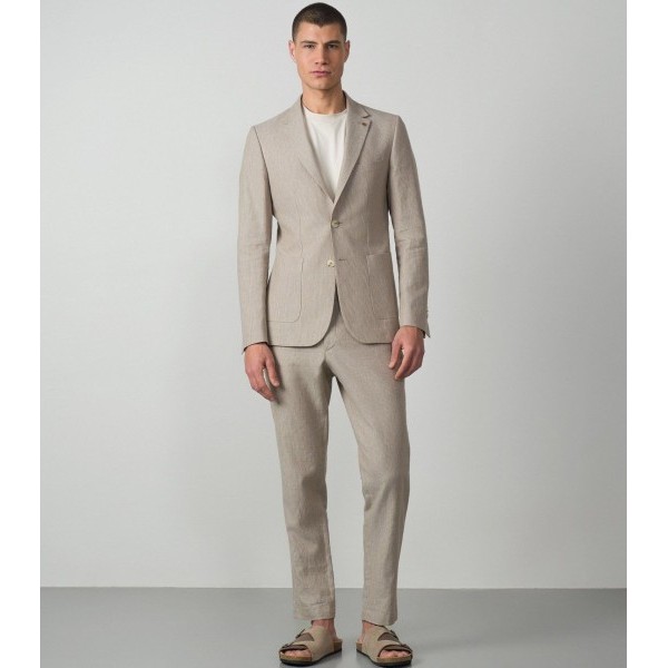 ETIEM AMERICANA SLIM FIT RAYITAS LINO/ALGODÓN