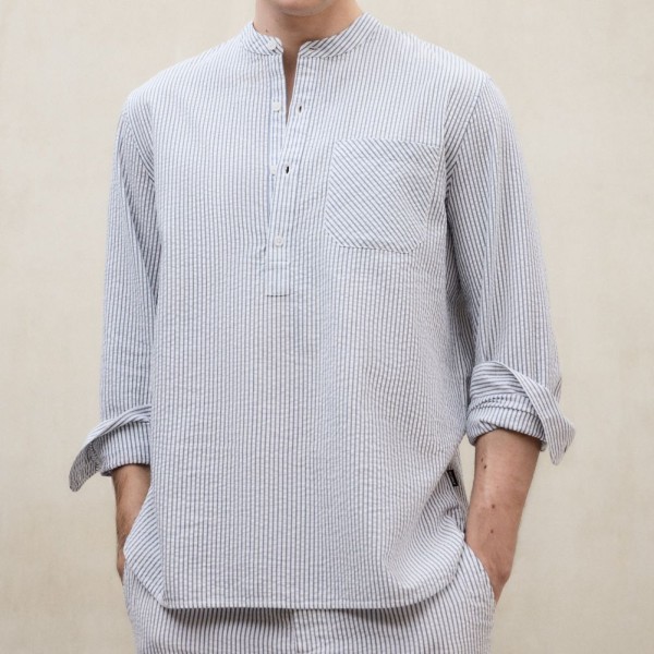 ECOALF CAMISA GUILLE CUELLO MAO, RAYAS MANGA LARGA