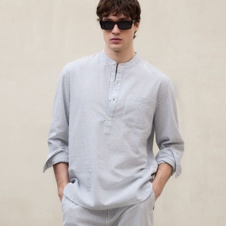 ECOALF CAMISA GUILLE CUELLO MAO, RAYAS MANGA LARGA